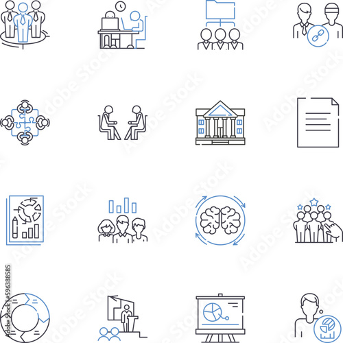 Information efficiency line icons collection. Optimization, Streamlining, Consolidation, Standardization, Integration, Simplification, Accuracy vector and linear illustration. Generative AI