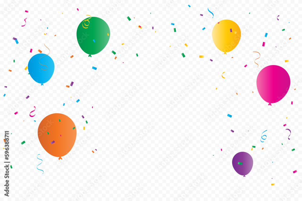 Celebration Background, Happy birthday banner with colorful confetti and streamer ribbons, balloons. Vector Illustration Celebration Background, Happy birthday banner with colorful confetti and streamer ribbons, balloons. Vector Illustration