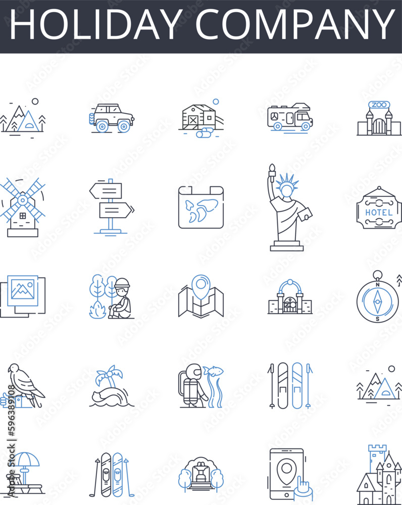 Fototapeta premium Holiday company line icons collection. Health, Wellness, Fitness, Nutrition, Mindfulness, Meditation, Rehabilitation vector and linear illustration. Therapy,Counseling,Psychology outline Generative AI