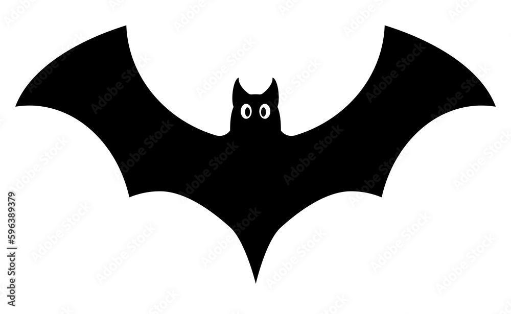 Bat icon illustration, black on white background Bat icon illustration, black on white background