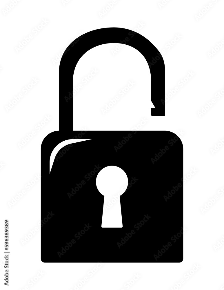 Lock open symbol illustration, black on white background Lock open symbol illustration, black on white background