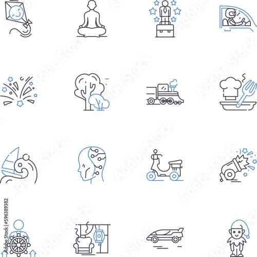 Social norms line icons collection. Conformity, Rebellion, Tradition, Etiquette, Customs, Obedience, Deviance vector and linear illustration. Stereotypes,Manners,Acceptance outline signs Generative AI