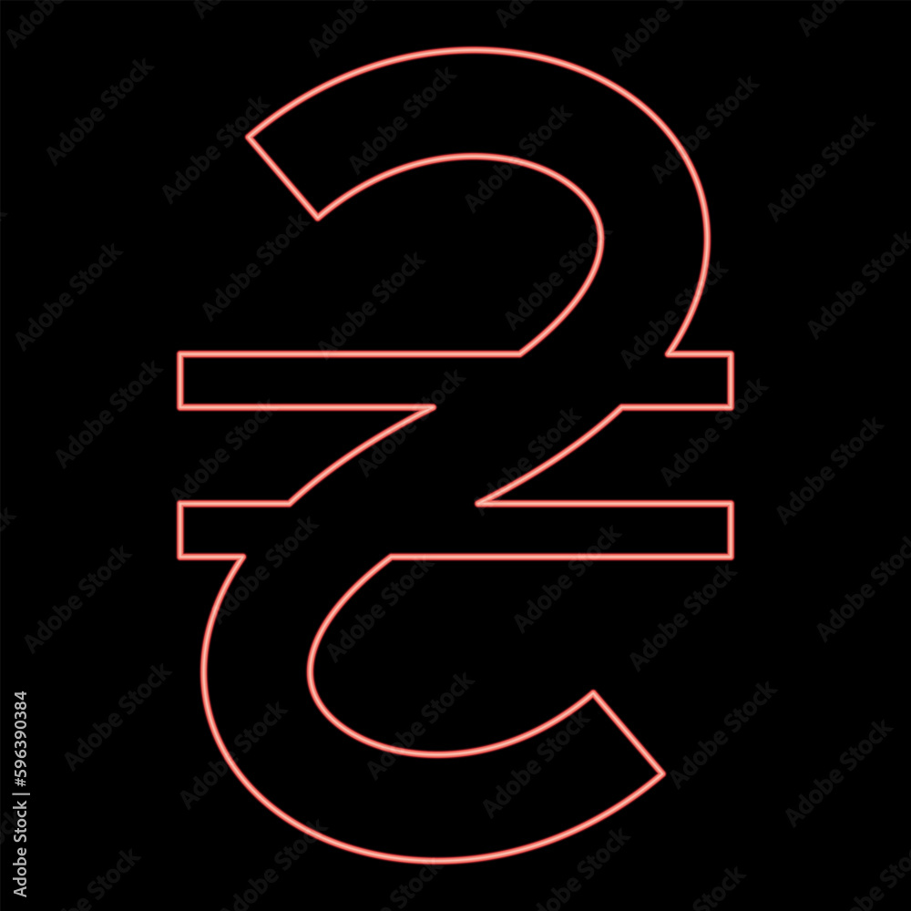 Neon hryvnia UAH symbol money Ukraine Ukrainian currency sign red color vector illustration image flat style Neon hryvnia UAH symbol money Ukraine Ukrainian currency sign red color vector illustration image flat style
