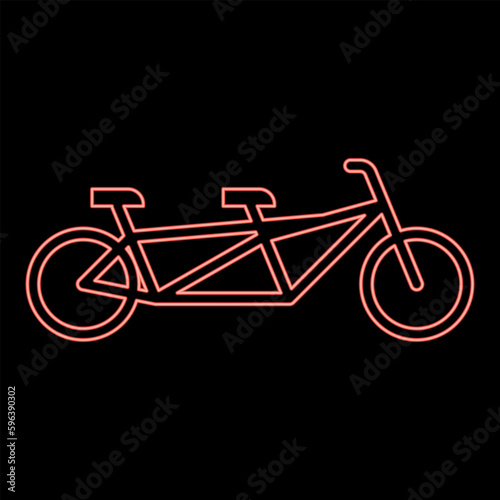 Neon tandem bicycle bike red color vector illustration image flat style