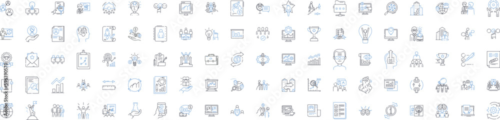 Creativity line icons collection. Imagination, Innovation, Advancement, Inspiration, Ingenuity, Originality, Artistry vector and linear illustration. Vision,Inventiveness,Resourcefulness Generative AI