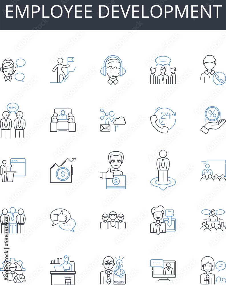 Employee development line icons collection. Career growth, Staff ...