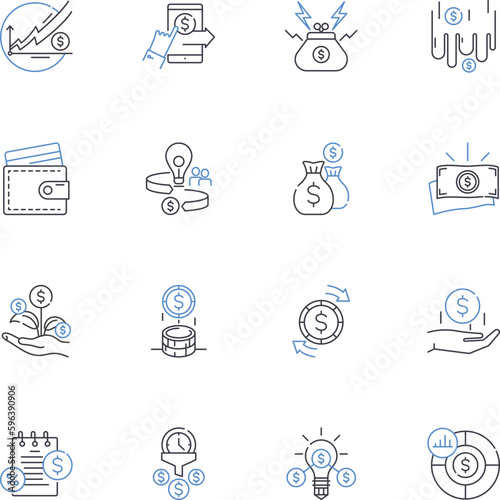 Savings line icons collection. Frugality, Economy, Couponing, Thrift, Discounting, Conservation, Bargaining vector and linear illustration. Inexpensive,Cautious,Foresight outline signs Generative AI