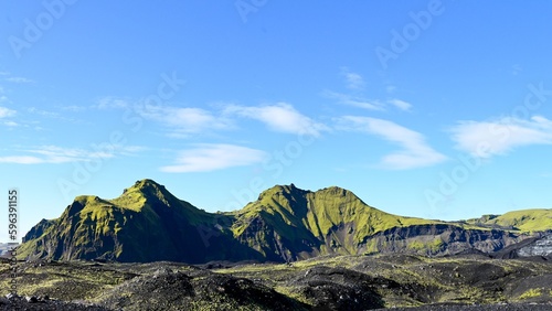 mountain landscape with blue sky iceland 