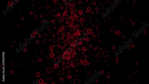 Abstract red bubbles or round shapes generating on black background