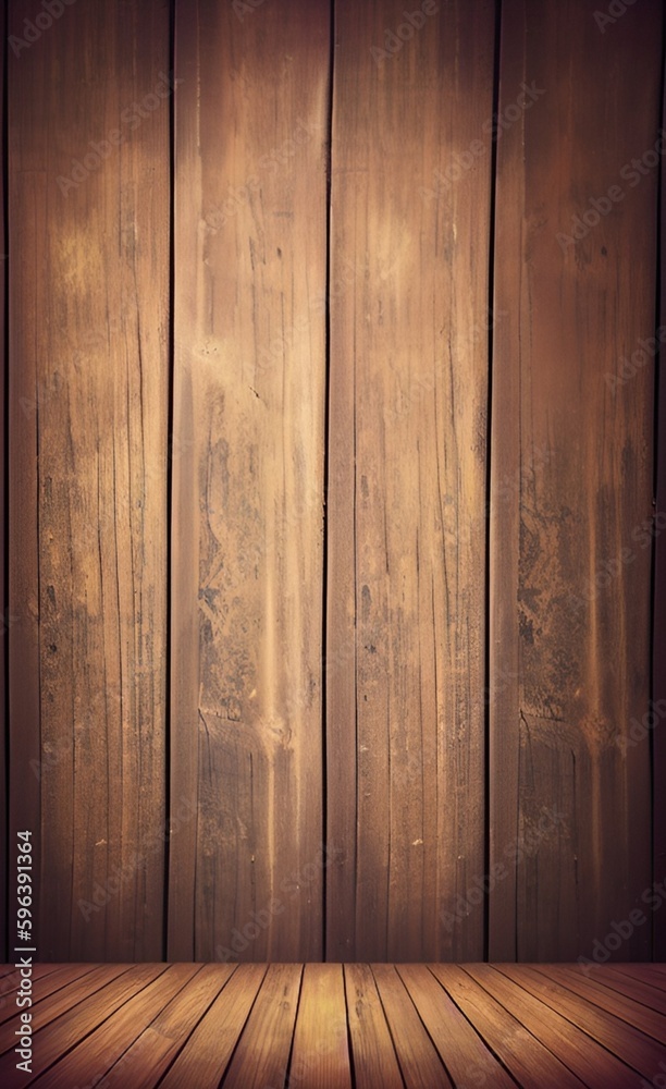 Naklejka premium Wooden texture background. Old wooden vintage retro style textured background. Creative work hand drawing. Digital art illustration