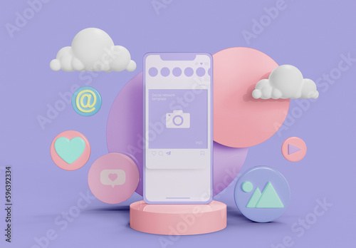 Smartphone with Social Network Theme Mockup