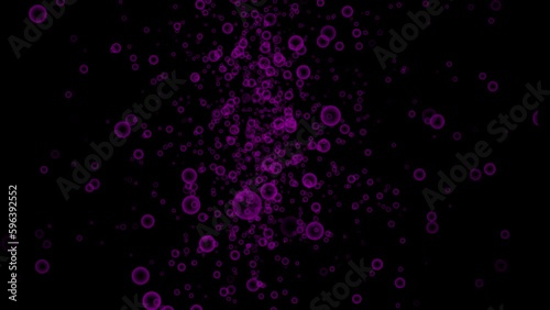 4k abstract green bubbles or round shapes generating on black background