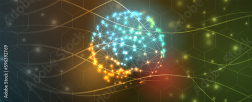 Abstract Artificial intelligence. Cloud computing. Machine learning. Technology web background. Virtual concept