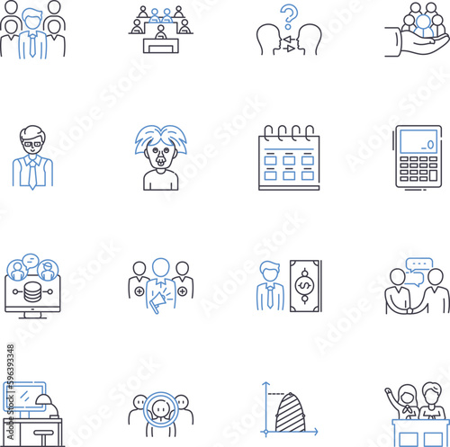 Textbook line icons collection. Education, Learning, Knowledge, Curriculum, Material, Instruction, Study vector and linear illustration. Reading,Resources,Text outline signs set Generative AI