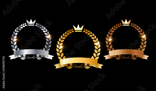 Gold, silver and bronze vip icon.membership card icons vector set.VIP invitation luxury background.