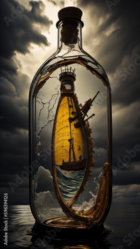 Pirate Ship in a glass bottol 