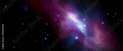 Space vector background with realistic nebula and shining stars. Magic colorful galaxy with stardust
