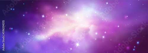 Space vector background with realistic nebula and shining stars. Magic colorful galaxy with stardust