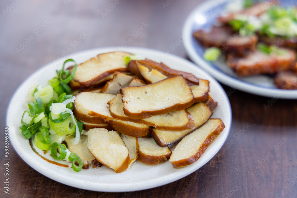 Soy sauce braised tofu in restaurant