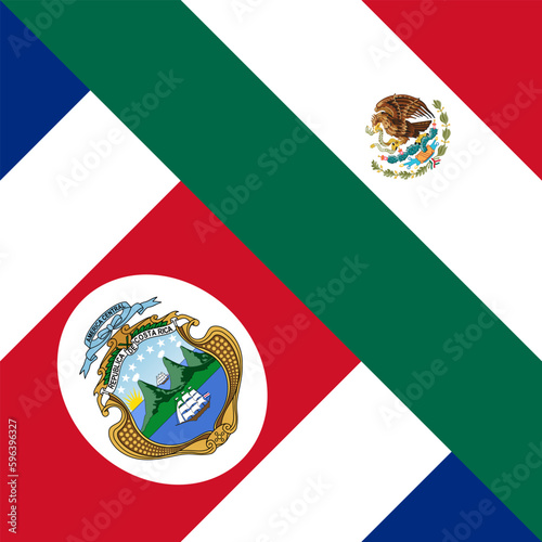 harmony icon of costa rica and mexico flags. vector illustration