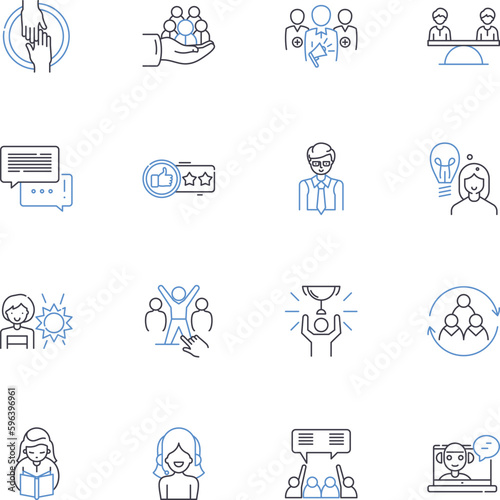 Syndicate briefing line icons collection. Strategy, Intelligence, Briefing, Collaboration, Cohesion, Insight, Coordination vector and linear illustration. Unity,Planning,Communication Generative AI