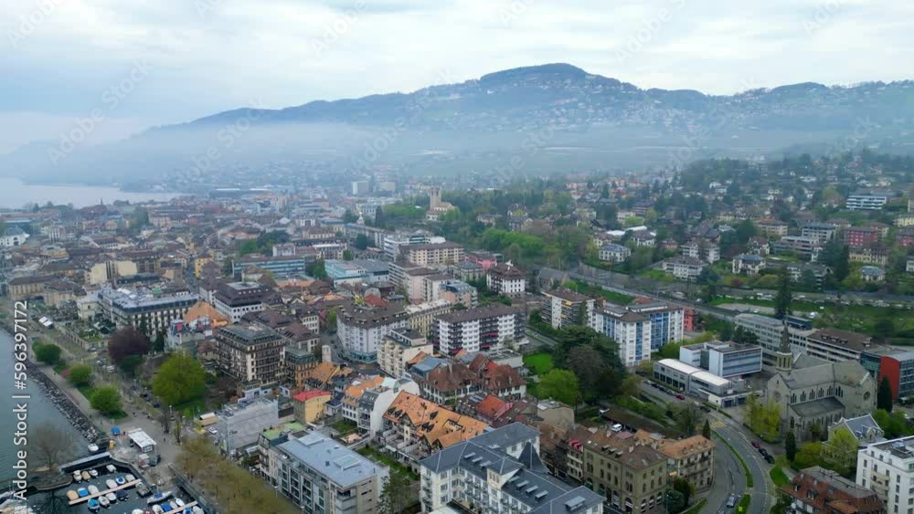Vevey Riviera from above - aerial view by drone Vevey Riviera from above - aerial view by drone