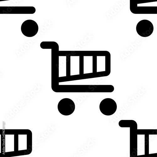 Patrón cuadrado de carritos de la compra en negro sobre fondo blanco
