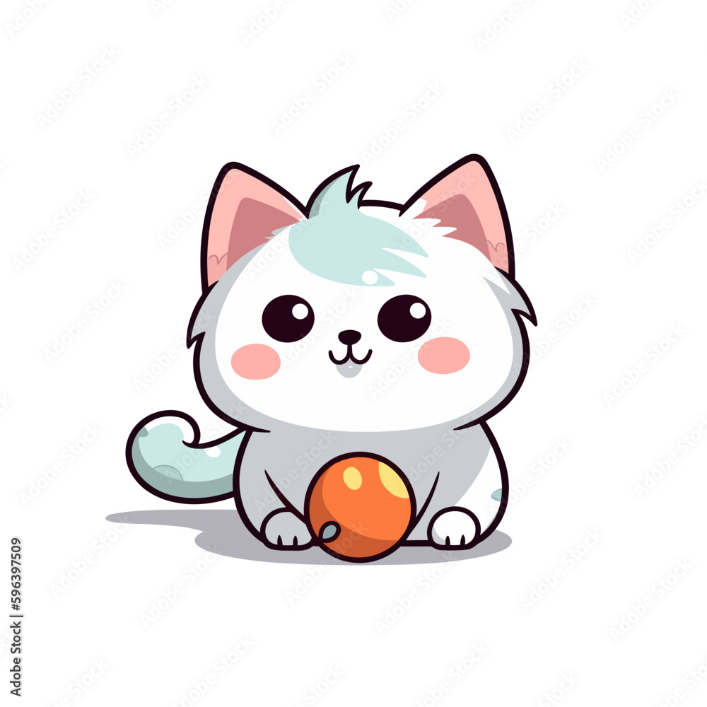 colorful cute kitty cat sitting playing ball colorful cute kitty cat sitting playing ball