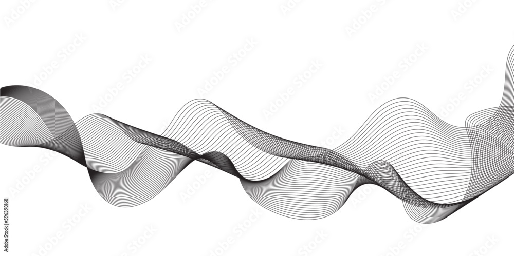 Abstract frequency sound wave, twisted curve lines with blend effect. Abstract business wave curve lines background.