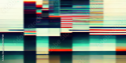 Striped pattern. Glitch design. Abstract background. Defocused colorful black green red white distortion lines illustration.