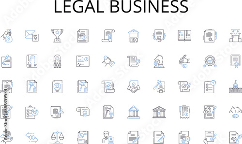 Legal business line icons collection. Productivity, Efficiency, Management, Organization, Accountability, Workflow, Collaboration vector and linear illustration. Generative AI