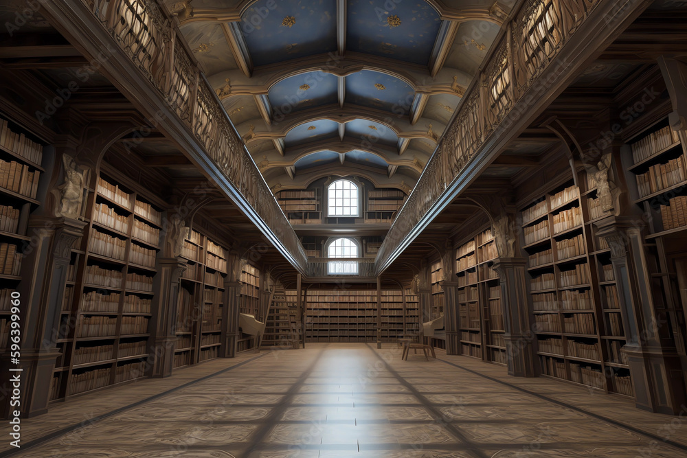 Old Library from the inside, AI generated