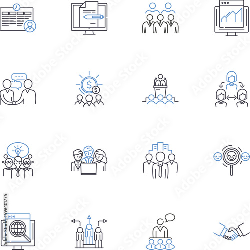 Mutual support line icons collection. Encouragement, Empathy, Unity, Trust, Compassion, Collaboration, Solidarity vector and linear illustration. Community,Bonding,Interdependence Generative AI