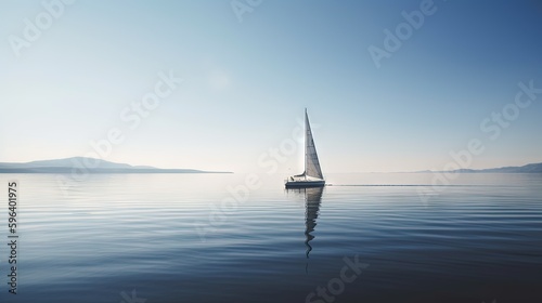  a sailboat floating in the middle of the ocean on a sunny day.  generative ai photo
