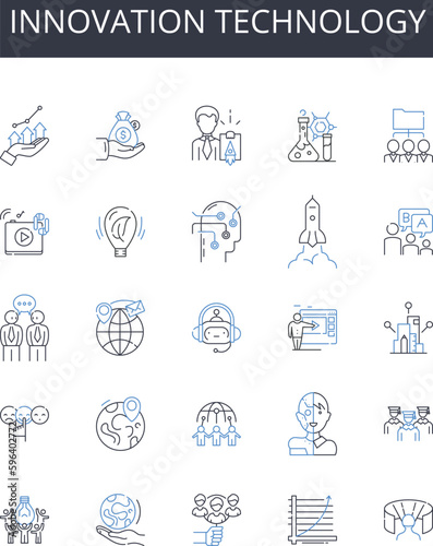 Innovation technology line icons collection. Creativity art, Knowledge intelligence, Progress advancement, Vision foresight, Opportunity chance, Leadership guidance, Inspiration Generative AI