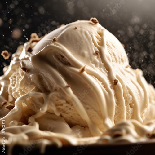 A delicious dessert of vanilla ice cream. Generative AI. 