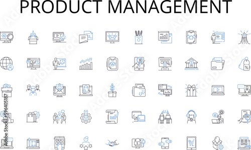 Product management line icons collection. Harvest, Crop, Irrigation, Cultivation, Fertilizer, Plowing, Livestock vector and linear illustration. Horticulture,Farming,Harvesting outline Generative AI