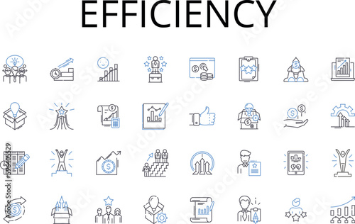 Efficiency line icons collection. Speediness, Productiveness, Promptness, Competence, Proficiency, Agility, Quickness vector and linear illustration. Swiftness,Effectualness,Powerfulness Generative AI