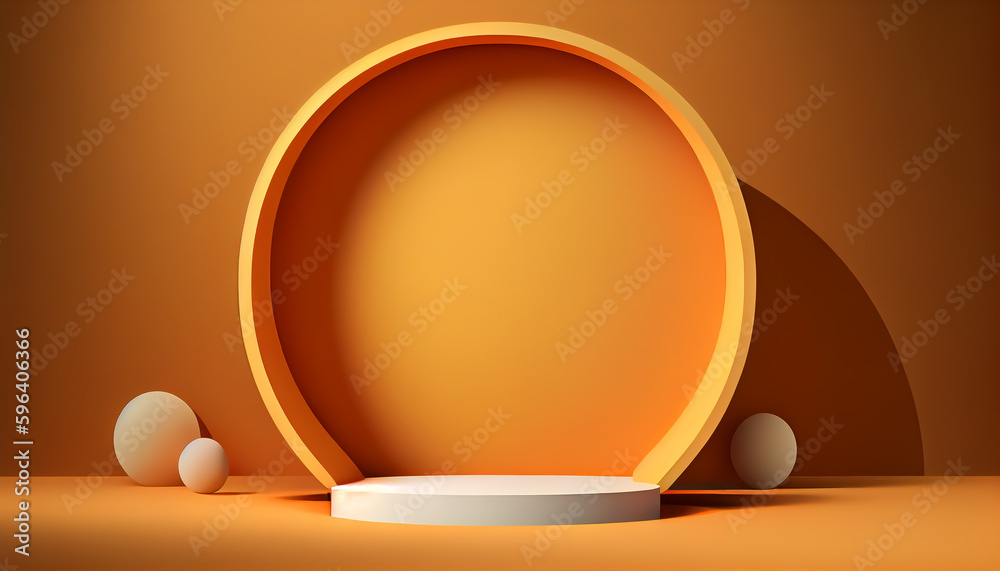 Abstract 3d podium for product presentation with geometric shapes, Empty round podium,Platforms for product presentation show new product background.Generative Ai Abstract 3d podium for product presentation with geometric shapes, Empty round podium,Platforms for product presentation show new product background.Generative Ai