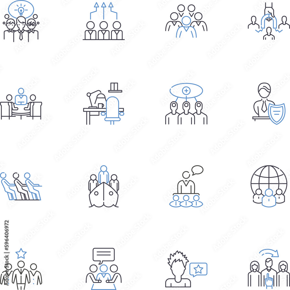 Steering committee line icons collection. Leadership, Strategy, Decision-making, Collaboration, Accountability, Unitary, Direction vector and linear illustration. Generative AI