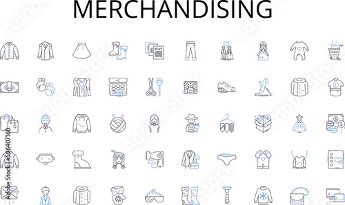 Merchandising line icons collection. Corporation, Partnership, LLC, Enterprise, Company, Firm, Agency vector and linear illustration. Syndicate,Consortium,Association outline signs set Generative AI