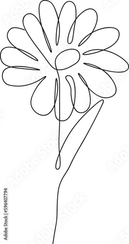 One line continuous flower, single line drawing art, flower art, botanical flower isolated, simple art design, abstract line, vector