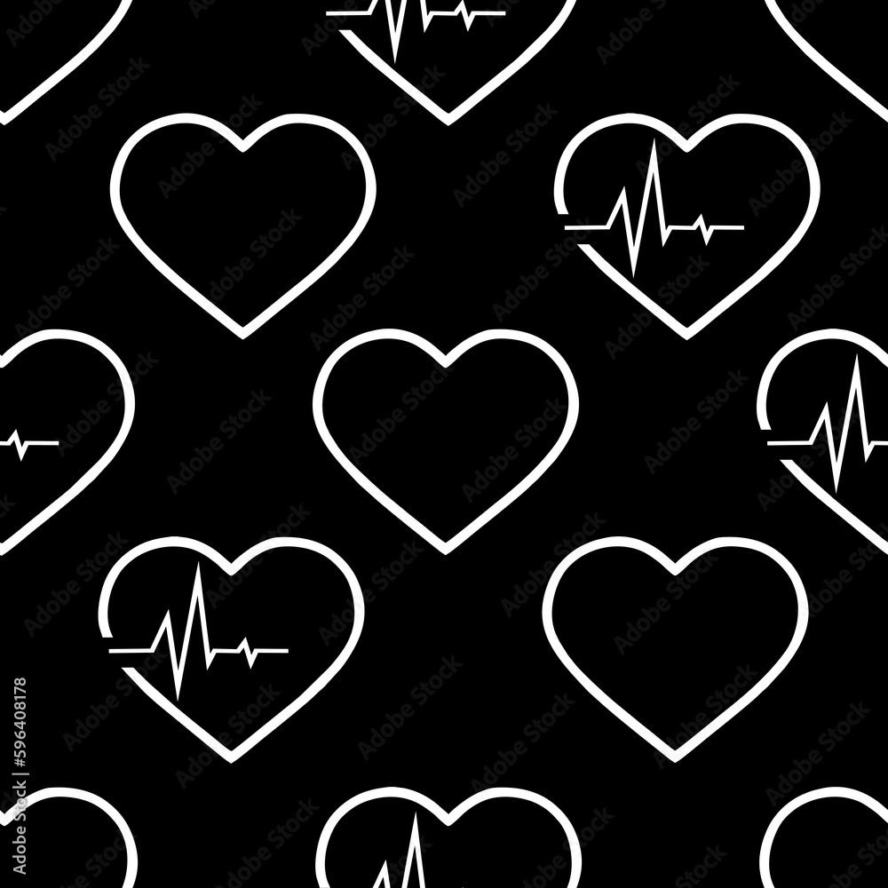 simple seamless pattern of white hearts on a black background, texture, design simple seamless pattern of white hearts on a black background, texture, design
