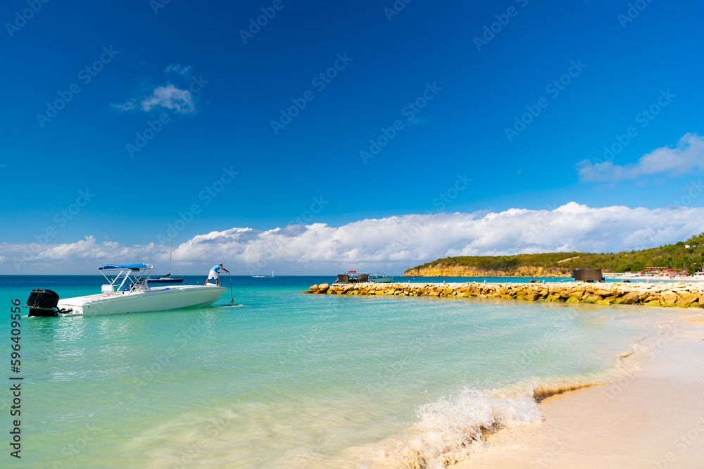 summer vacation yachting at exotic seaside. photo of summer vacation yachting on the beach