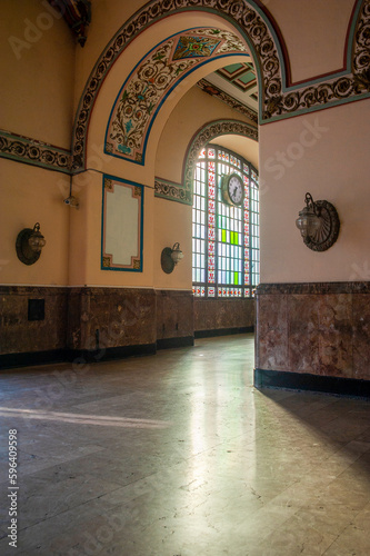Interior architectural details of the historical Haydarpaa station from the Ottoman period in Istanbul photo