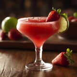 A delicious strawberry daiquiri cocktail. Generative AI. 