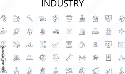 Industry line icons collection. Doctor, Teacher, Engineer, Accountant, Lawyer, Nurse, Carpenter vector and linear illustration. Artist,Musician,Chef outline signs set Generative AI