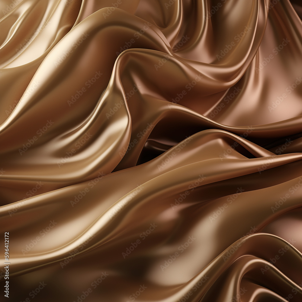 Fototapeta premium Golden Wave Silk Fabric. Abstract Background
