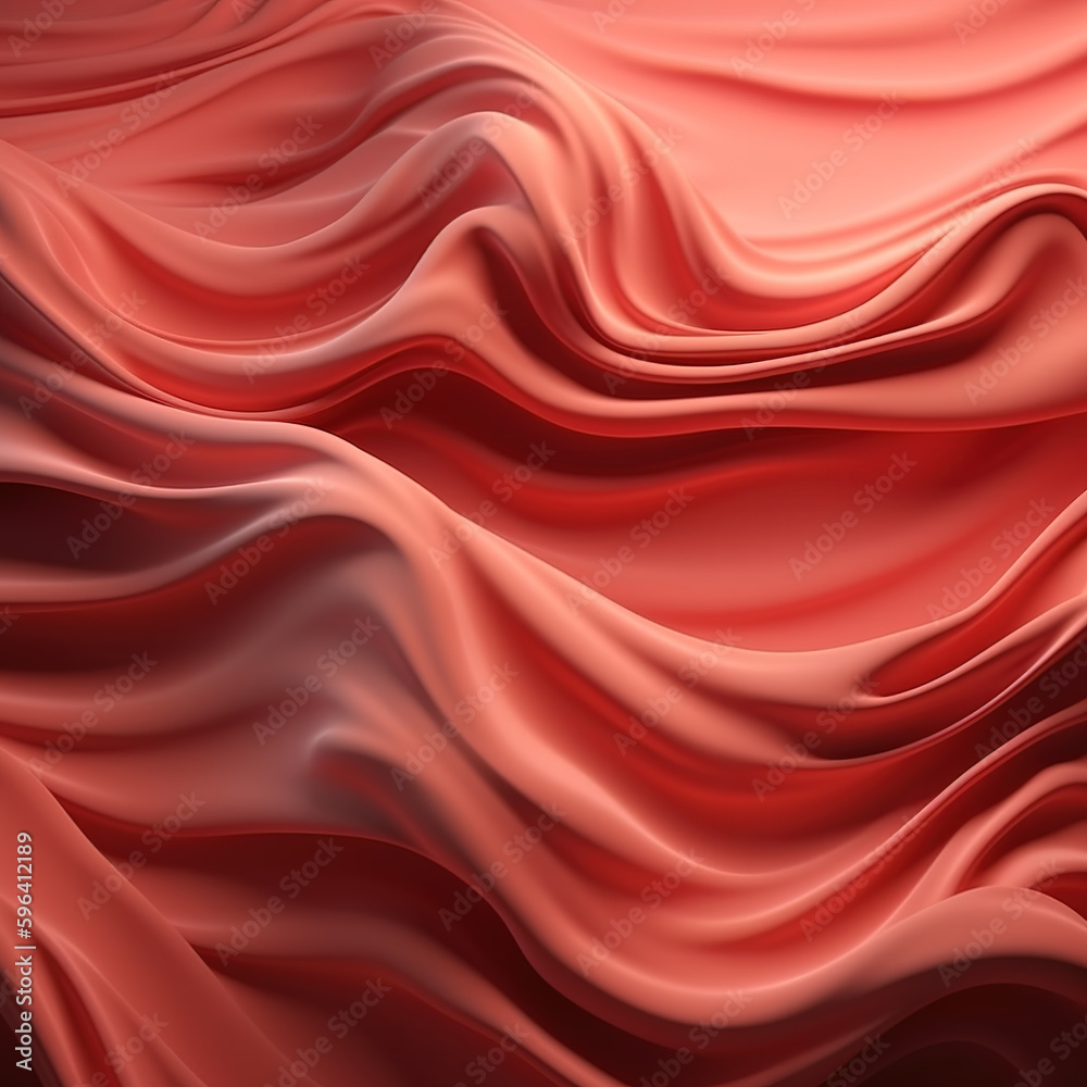 Fototapeta premium Red Wave Silk Fabric. Abstract Background