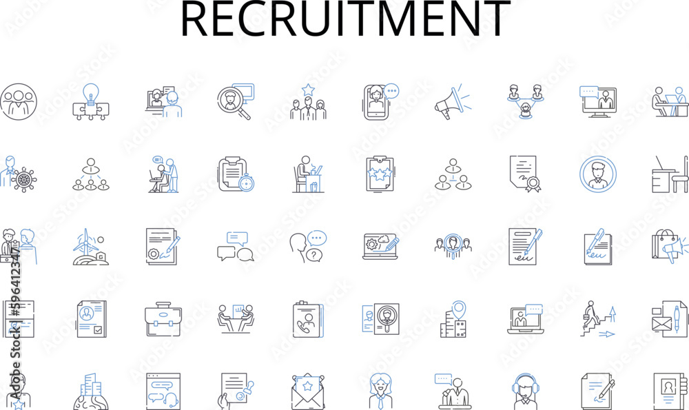 Recruitment line icons collection. Editing, Revision, Accuracy, Precision, Grammar, Typing, Spelling vector and linear illustration. Fix,Correct,Review outline signs set Generative AI